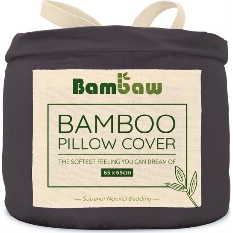 Bamboe Kussenslopen | 2 stuks | Eco Kussensloop 65cm bij 65cm | Houtskool | Luxe Bamboe Beddengoed | Hypoallergeen Kussenslopen | Puur Bamboe viscose rayon Kussensloop | Ultra-ademende Stof | Bambaw