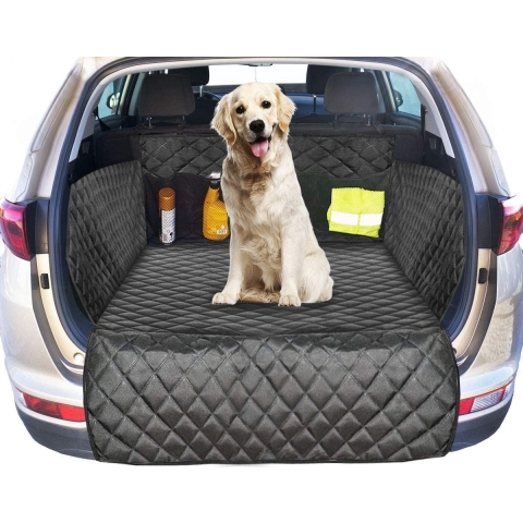Kofferbakbescherming met bumperbescherming, auto hondendeken, gevoerd voor kofferbak, autodeken voor honden, autodeken voor de kofferbak, gewatteerd