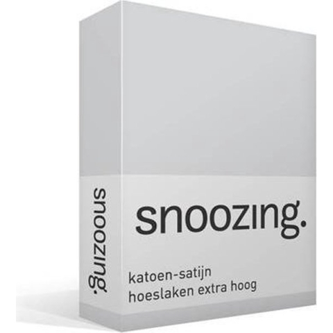 Snoozing - Katoen-satijn - Hoeslaken - Extra Hoog - Lits-jumeaux - 200x200 cm - Grijs