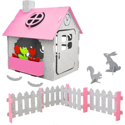 100% Recycled Vilten Kinderspeelhuisje - 110x100x124 Speelhuis voor Kinderen Binnen Buiten