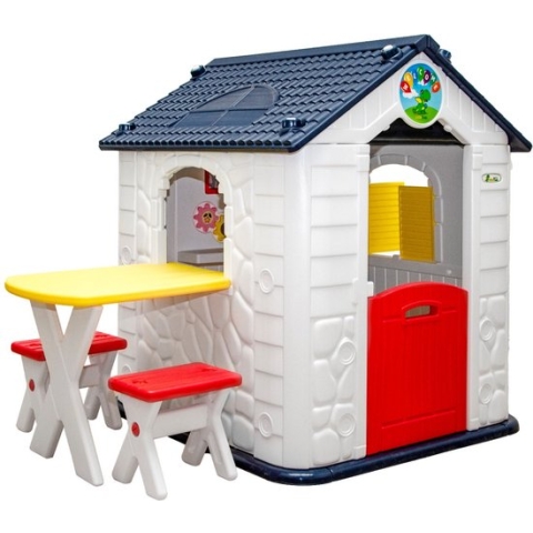 Kinderspeelhuisje vanaf 1 - Tuin Kinderhuisje met Tafel - overdekt Kinder Speelhuisje plastic