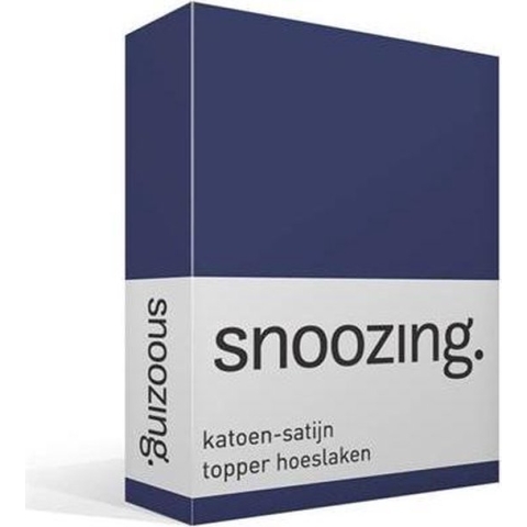 Snoozing - Katoen-satijn - Topper - Hoeslaken - Lits-jumeaux - 200x220 cm - Navy