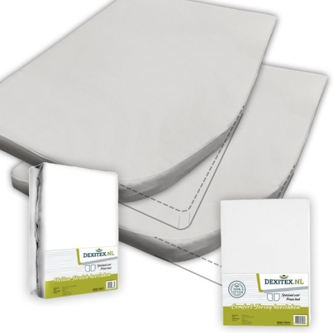 Dexitex Textielpakket Frans bed - 1 hoeslaken en 1 molton - rechts Wit