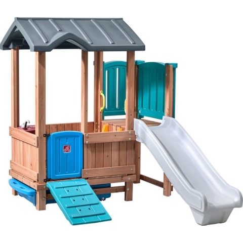 Step2 Woodland Adventure Playhouse & Slide - Glijbaan, klimwand en opberglade