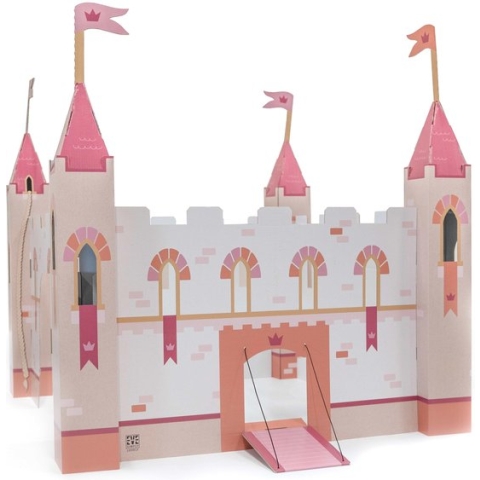 Speelkasteel Karton - Kasteel Speelgoed - Voor Jongens En Meisjes - Ridders Speelgoed - Duurzaam Karton - Terra Roze