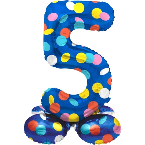 Folat - Staande folieballon Cijfer 5 Colorful Dots - 41 cm