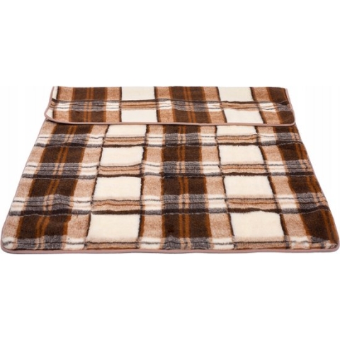 Wollen Deken 160x200cm 100% zuivere Australische Merino scheerwol OnceDoce® 480 g/m² Woolmark-certificaat – Warm Ademend Zacht – Wasbaar – Ruiten – Ecru Bruin