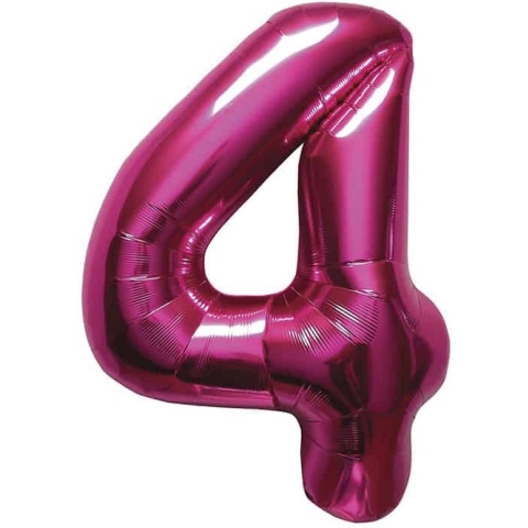 Folat - Folieballon Cijfer 4 Magenta - 86 cm