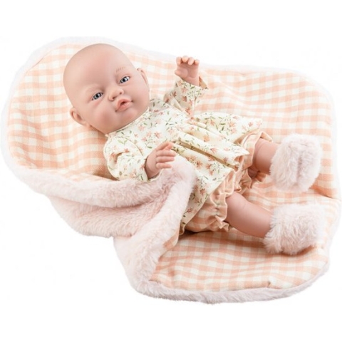 Paola Reina Bebita babypop licht meisje met kledij en dekentje blauwe ogen 45cm