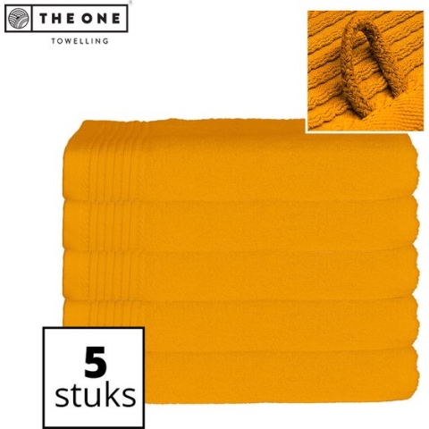 The One Towelling Classic Handdoeken - Voordeelverpakking - Hoge vochtopname - 100% Gekamd katoen - 70 x 140 cm - Okergeel - 5 Stuks
