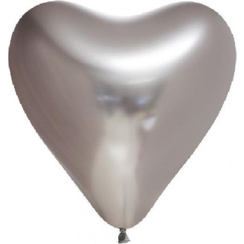 New Age Devi - Chrome-Chroom-Hart-Ballonnen-Zilver-12"-30cm-Per-6st.