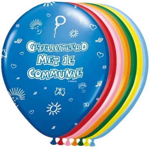 8x stuks Ballonnen communie thema - Heilige communie thema feestartikelen/versieringen