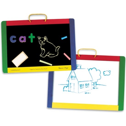 Melissa & Doug Magnetisch krijt- en dry-erase schoolbord met 36 magneten, krijt, wisser en viltstift