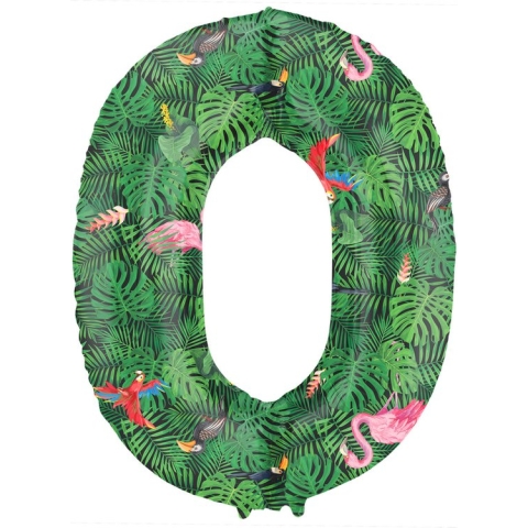 Folat - Folieballon Cijfer 0 Jungle Vibe - 86 cm