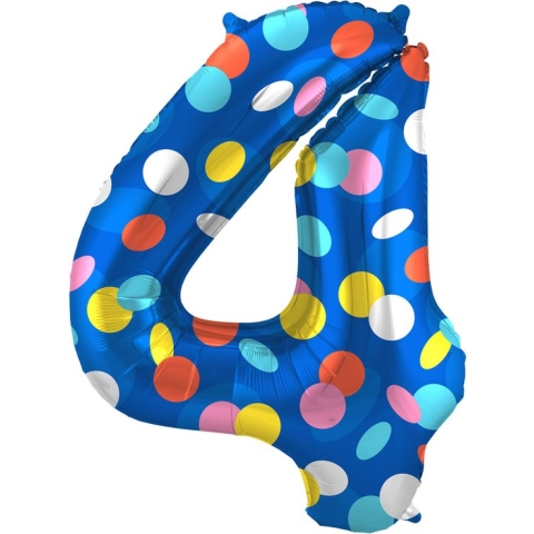 Folat - Folieballon Cijfer 4 Colorful Dots - 86 cm