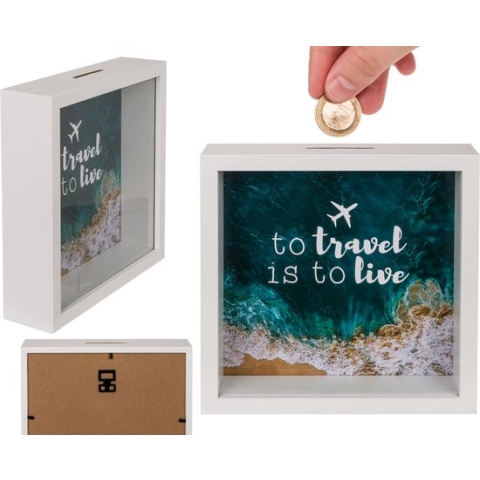 Out Of The Blue Houten Spaarpot - To Travel Is To Live