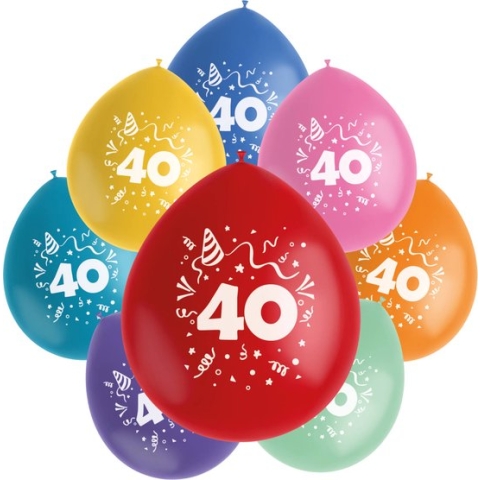 Folat - Ballonnen Color Pop 40 Jaar 23 cm - 8 stuks