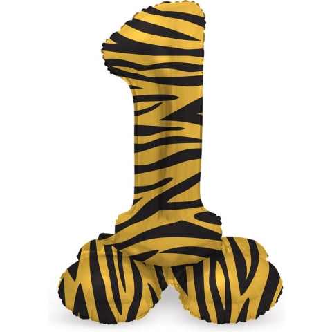 Folat - Staande folieballon Cijfer 1 Tiger Chic - 72 cm