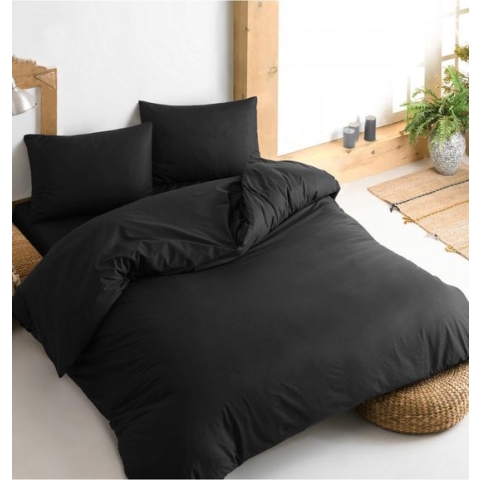 Deco Milano, Dekbedovertrek , hoog kwaliteit 100% Katoensatijn, Zwart, 240 x 220 2x kussenslopen