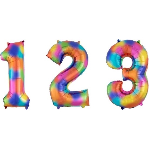 AMSCAN - Aluminium regenboog cijfer ballon - Decoratie > Ballonnen