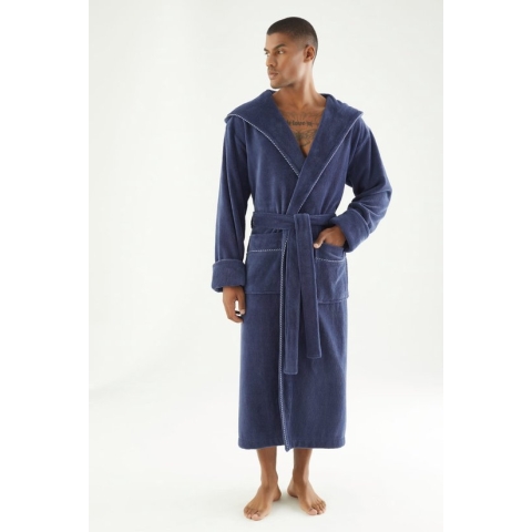 Heren Bamboe Katoen Badjas Matteo / Blauw / maat XXXL
