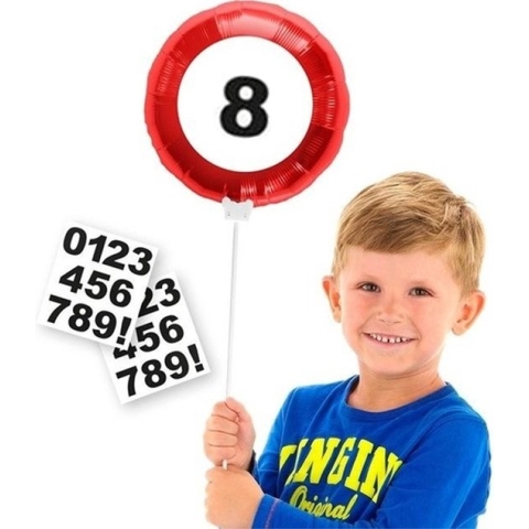 Folat - Leeftijd 8 jaar verjaardag folieballon met leeftijd stickers dia 23 cm