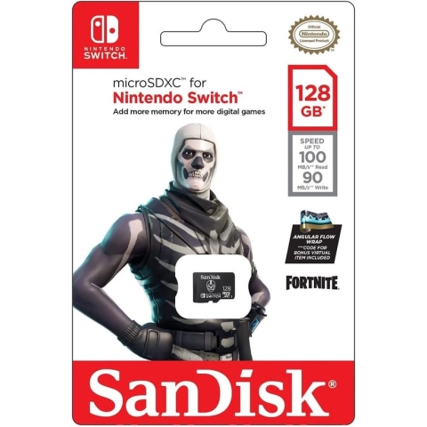 SanDisk microSDXC Extr 128GB (U3/UHS-I/CL.10/R100/W60) Fortnite, Skull Trooper microSDXC-kaart 128 GB UHS-I