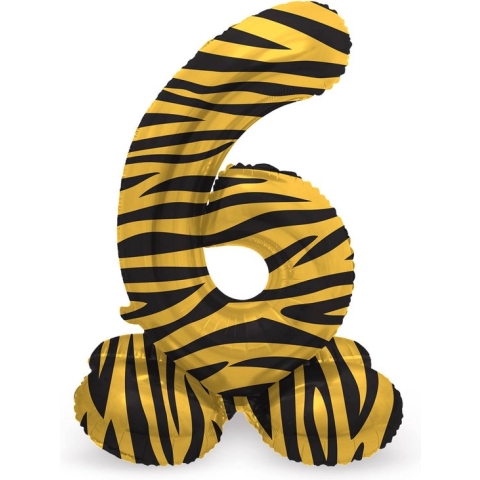 Folat - Staande folieballon Cijfer 6 Tiger Chic - 72 cm
