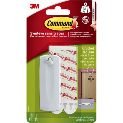Command™ Schilderijhaak, 17040C, ophanging met zaagtand, 1 haak, 2 strips, 2.2kg