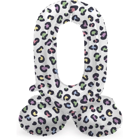Folat - Staande folieballon Cijfer 0 Bright Panther - 41 cm