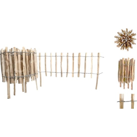 Floranica Rolhek van hazelnotenhout omheining met palen tuinlamel als gazonrand natuurproduct Latafstand voor omranding 4-6 cm hoogte 35 cm hoog per lopende meter