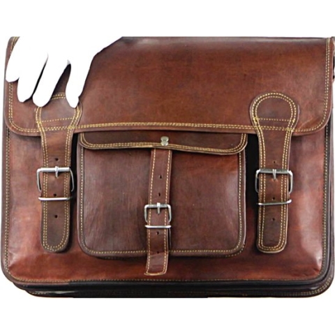 Messengertas “Granada” – Businesstas Cognac Bruin Echte Leder - Vintage Design Laptoptas - 42 x 29 x 11 cm / 16 inch