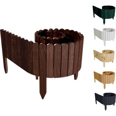 Floranica Rollborder Flexibel houten hekje 203 cm Hoogte: 30cm Bruine Geïmpregneerd dennenhout Perkafscheiding Gazonafscheiding Bloembedafscheiding Bloemperken en padenafscheiding