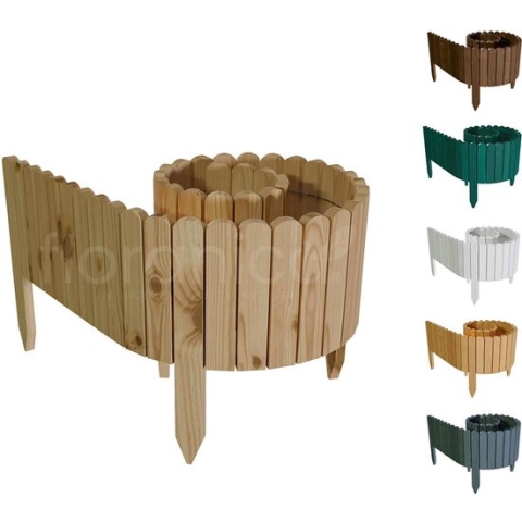 Floranica Rollborder Flexibel houten hekje 203cm Hoogte: 40cm Onbehandeld Dennenhout Perkafscheiding Gazonafscheiding Palissade bloembedafscheiding Bloemperken en padenafscheiding