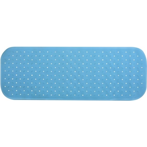 MSV Douche/bad anti-slip mat badkamer - rubber - lichtblauw - 36 x 97 cm - met zuignappen - extra lang formaat