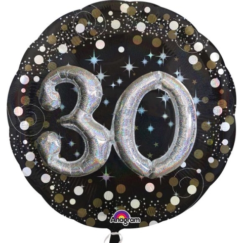Amscan Folieballon Happy Birthday 30 Jaar 91 Cm Helium Zwart