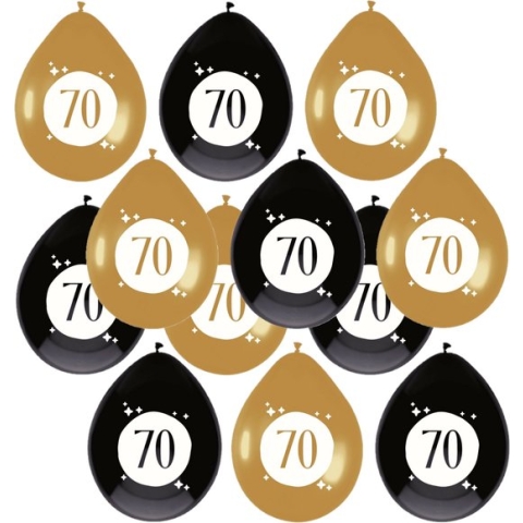 Haza Ballonnen - 70 jaar - leeftijd verjaardag - 12 stuks - 30 cm - versiering