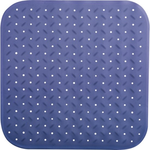 MSV Douche/bad anti-slip mat badkamer - rubber - blauw - 54 x 54 cm - met zuignappen