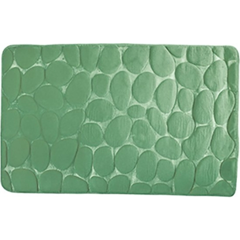 MSV Badkamerkleedje/badmat tapijt - kiezel motief - vloermat - groen - 50 x 80 cm - laagpolig