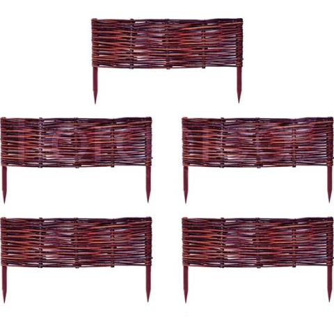 Floranica wilgen gazonrand Houten els pin Elzen bloemperk hek 5 stuks Hoogte: 20cm Lengte: 50cm