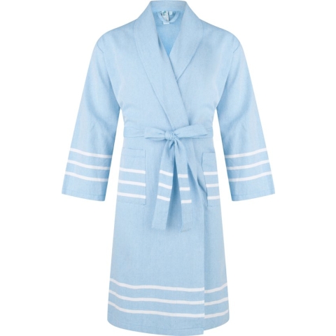 ZusenZomer Hamam Sauna Badjas - katoenen hammam ochtendjas kamerjas saunajas - exclusief - 100% Fairtrade - aqua - S/M