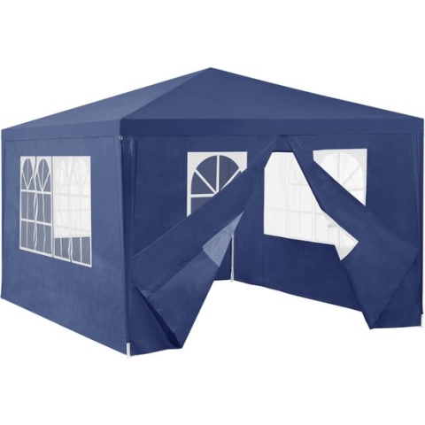 Paviljoen partytent met 4 zijwanden 4x3x2,55 m donkerblauw