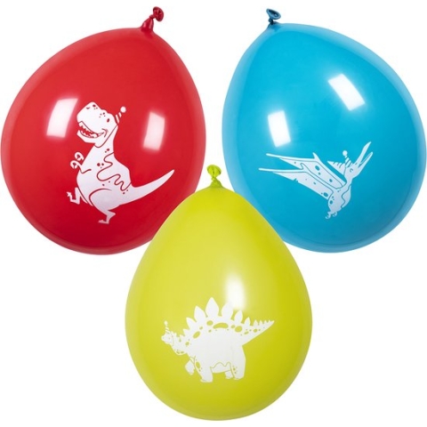 Boland - 6 Latex ballonnen Dino party - Multi - Knoopballon