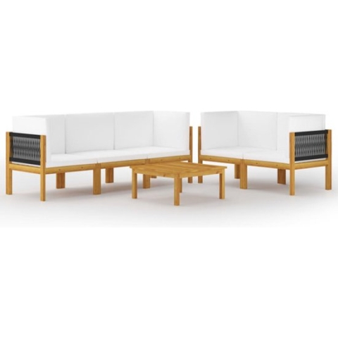 vidaXL-6-delige-Loungeset-met-kussens-massief-acaciahout-crèmekleurig