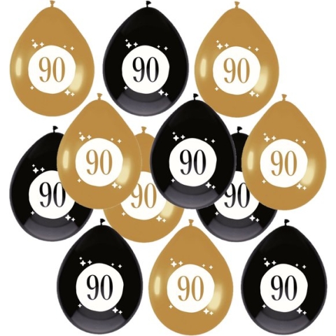 Haza Ballonnen - 90 jaar - leeftijd verjaardag - 12 stuks - 30 cm - versiering
