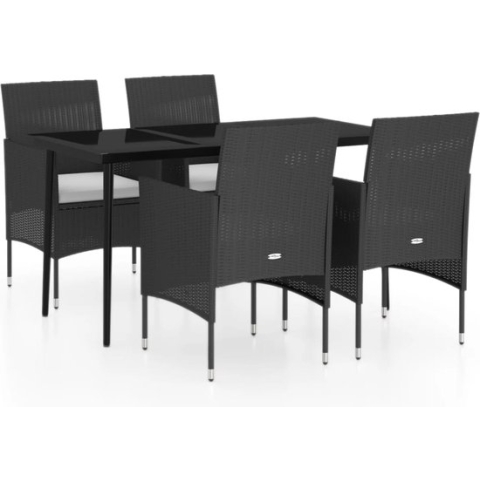 vidaXL-5-delige-Tuinset-met-kussens-zwart