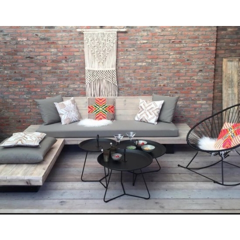 Easy Loungebank met bijzetbank - Steigerhout- Metaal - Industrieel design- philline.be