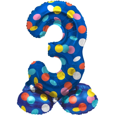 Folat - Staande folieballon Cijfer 3 Colorful Dots - 41 cm