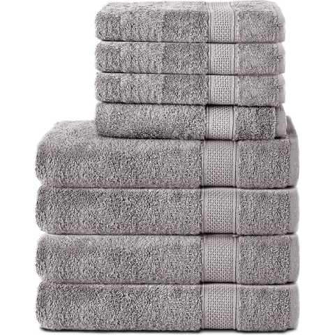 Komfortec Handdoekenset 4x badhanddoek 70x140 cm + 4x handdoek 50x100 cm - 100% Katoen - Zilver