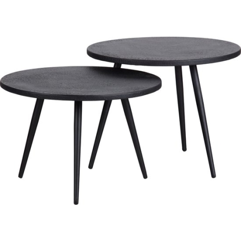 WOOOD Bijzettafels Buiten Suze - Hout/metaal - Zwart - Set van 2